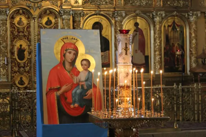 Освящение Иверской иконы Пресвятой Богородицы работы Яценко И.В. для храма Преображения (Нижние Прыски) — фото 6